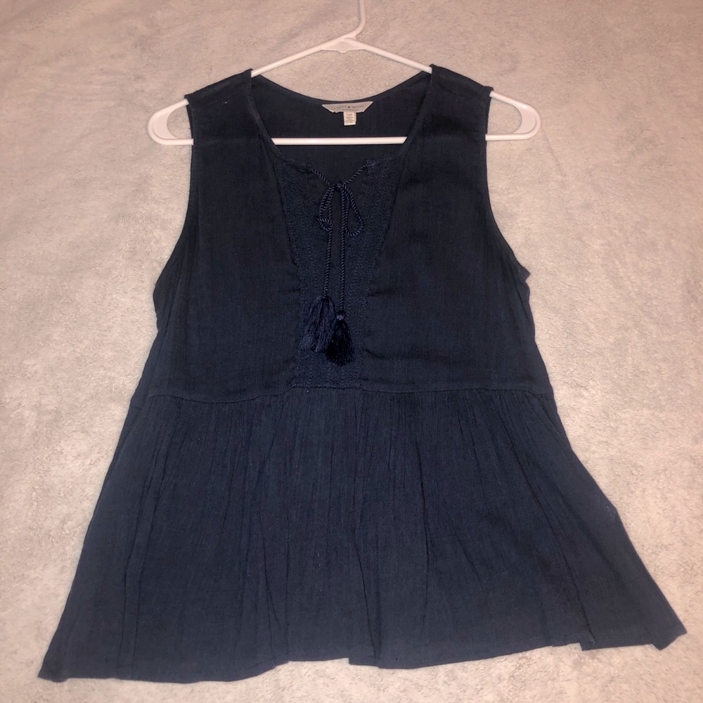 Lucky Brand Navy Blue Sleeveless Tank